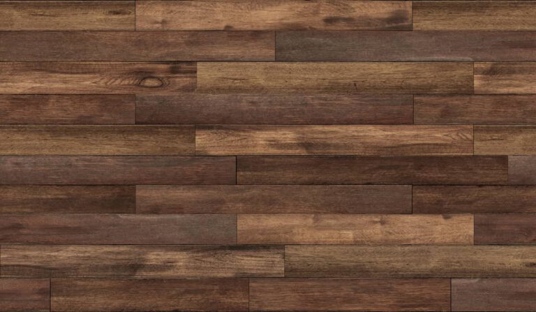 Wooden floor with horizontal planks in varying shades of brown, showing natural wood grain and texture. The planks are arranged in a staggered pattern, creating a warm and rustic appearance.